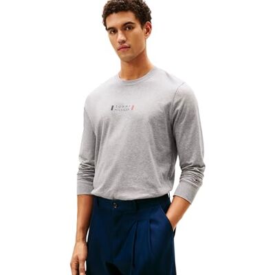 Tommy Hilfiger Heren merk liefde LS TEE MW0MW41454 L/S T-shirt, grijs, XL, Grijs (Medium Grey Heather), XL Tommy Hilfiger Heren merk liefde LS TEE MW0MW41454 L/S T-shirt, grijs, XL, Grijs (Medium Grey Heather), XL
