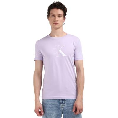 Calvin Jeans Heren Outline Monologo T-shirt met korte mouwen en ronde hals, Pastel Lila, XXL Calvin Jeans Heren Outline Monologo T-shirt met korte mouwen en ronde hals, Pastel Lila, XXL