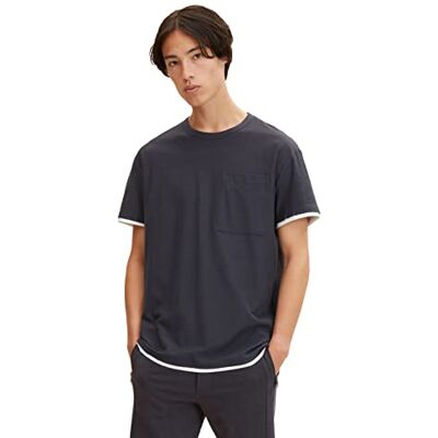 Tom Tailor Denim Uomini Relaxed fit T-shirt met borstzak 1031157, 29476 Coal Grey, XS Tom Tailor Denim Uomini Relaxed fit T-shirt met borstzak 1031157, 29476 Coal Grey, XS
