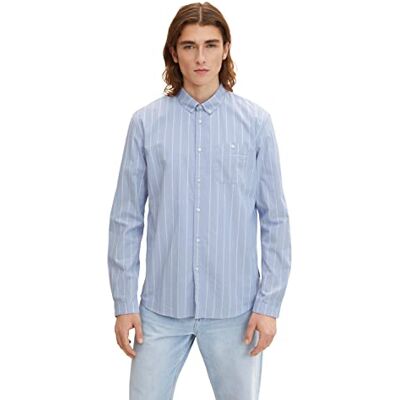 Tom Tailor Denim Uomini Shirt met strepen 1032371, 30220 Blue White Big Stripe, S Tom Tailor Denim Uomini Shirt met strepen 1032371, 30220 Blue White Big Stripe, S