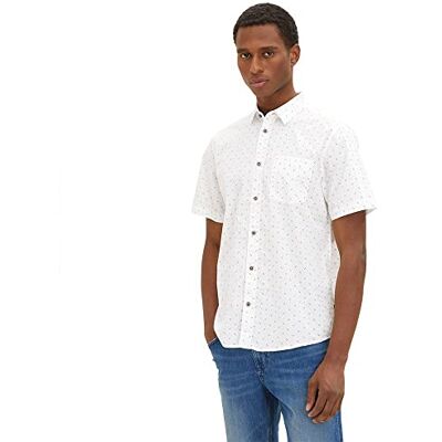 TOM TAILOR Mannen Overhem 1034880, 31320 Off White Green Minimal Design, M TOM TAILOR Mannen Overhem 1034880, 31320 Off White Green Minimal Design, M