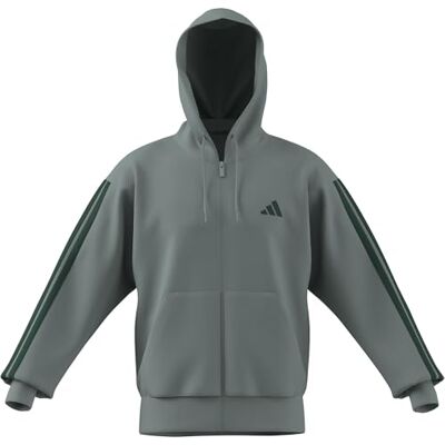 adidas Hombre ESSENTIAL THREE STRIPES FLEECE ZIPPER HOODIE, Wonder Sage/collegiate green, L adidas Hombre ESSENTIAL THREE STRIPES FLEECE ZIPPER HOODIE, Wonder Sage/collegiate green, L