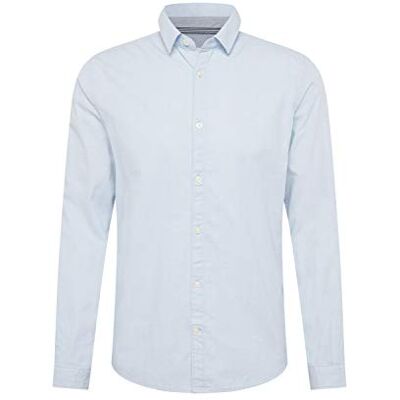 TOM TAILOR Mannen Slim fit overhemd met structuur 1023881, 24183 Light Blue White Structure, S TOM TAILOR Mannen Slim fit overhemd met structuur 1023881, 24183 Light Blue White Structure, S