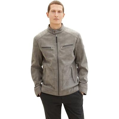 TOM TAILOR Heren 1024298 Jas, 26306-Stone Grey Fake Leather, XL, 26306 Stone Grey Fake Leather, XL TOM TAILOR Heren 1024298 Jas, 26306-Stone Grey Fake Leather, XL, 26306 Stone Grey Fake Leather, XL
