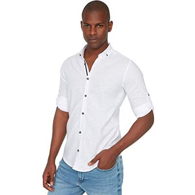 Trendyol White Heren Button Revers Apolent Slim Fit Shirt Met Lange Mouwen heren Shirt Trendyol White Heren Button Revers Apolent Slim Fit Shirt Met Lange Mouwen heren Shirt