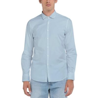 Replay heren slim fit overhemd, 905 Azure, L Replay heren slim fit overhemd, 905 Azure, L