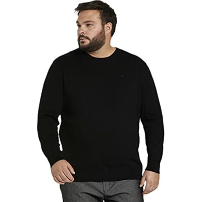 TOM TAILOR Mannen Plussize basic trui met geborduurd logo 1024149, 29999 Black, 5XL Große Größen TOM TAILOR Mannen Plussize basic trui met geborduurd logo 1024149, 29999 Black, 5XL Große Größen