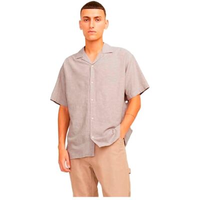 JACK & JONES Jjlinen Resort Shirt Ss Shirt voor heren, Crockery., M JACK & JONES Jjlinen Resort Shirt Ss Shirt voor heren, Crockery., M