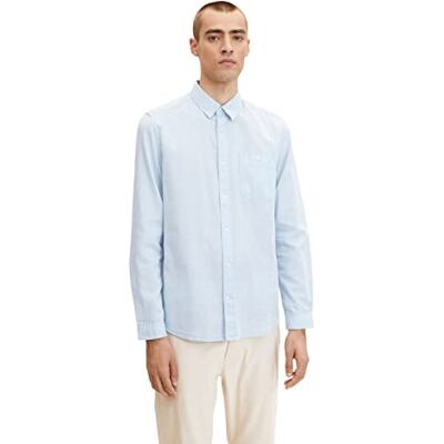 TOM TAILOR Mannen Overhemd van biologisch katoen 1032342, 30159 Light Blue White Structure, S TOM TAILOR Mannen Overhemd van biologisch katoen 1032342, 30159 Light Blue White Structure, S