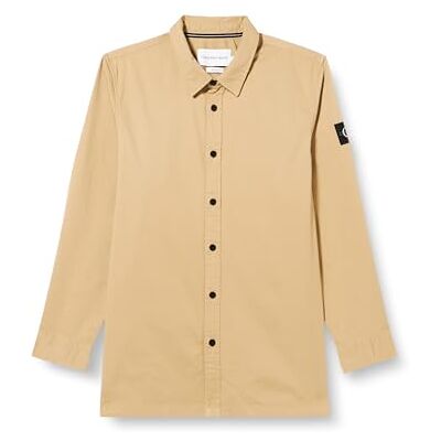 Calvin Jeans Heren Monologo Badge Shirt Casual, travertijn, L Calvin Jeans Heren Monologo Badge Shirt Casual, travertijn, L