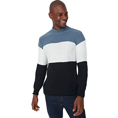 Trendyol Heren Turndown kraag Colorblock Slim Sweater Sweater, Indigo, XL, Indigo, XL Trendyol Heren Turndown kraag Colorblock Slim Sweater Sweater, Indigo, XL, Indigo, XL
