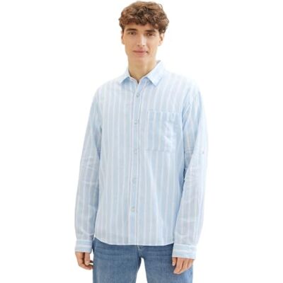 Tom Tailor Denim heren overhemd, 34787 Soft Powder Blue Stripe, XXL Tom Tailor Denim heren overhemd, 34787 Soft Powder Blue Stripe, XXL
