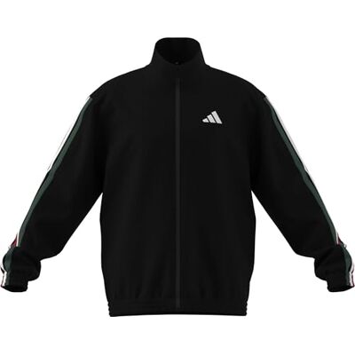 adidas Hombre ESSENTIALS 3-STRIPES WOVEN TRACKTOP, black/team dark green/white/better scarlet, M adidas Hombre ESSENTIALS 3-STRIPES WOVEN TRACKTOP, black/team dark green/white/better scarlet, M