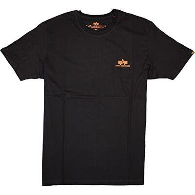 Alpha Basic T T-Shirt met Kleine logo voor mannen Black/Neon Orange Alpha Basic T T-Shirt met Kleine logo voor mannen Black/Neon Orange