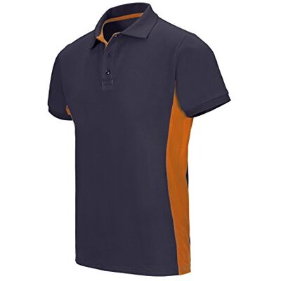 VELILLA Poloshirt met korte mouwen, tweekleurig, 180 g/m², 105504 heren, marineblauw en oranje, XXL VELILLA Poloshirt met korte mouwen, tweekleurig, 180 g/m², 105504 heren, marineblauw en oranje, XXL