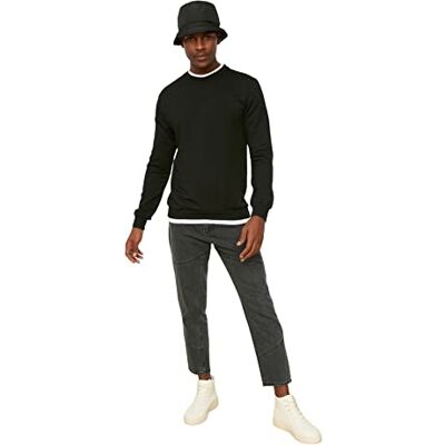 Trendyol Black Male Basic Regular Fit Sweatshirt heren Sweater Trendyol Black Male Basic Regular Fit Sweatshirt heren Sweater