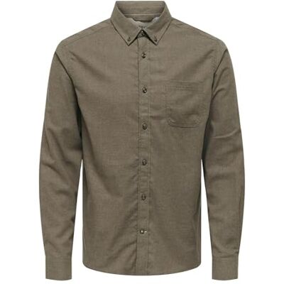 Only & Sons Onsroad Life Reg Melange Ls Shirt Noos, falcon, S Only & Sons Onsroad Life Reg Melange Ls Shirt Noos, falcon, S