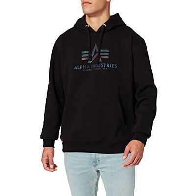 Alpha Basic Hoody Regenboog Ref. Print Hooded Sweat voor Mannen Black Alpha Basic Hoody Regenboog Ref. Print Hooded Sweat voor Mannen Black