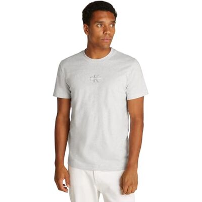 Calvin Jeans Monologo Tee J30j325649 Herenhemd met lange mouwen, grijs (Ivory Grey Heather), 3XL grote maten Calvin Jeans Monologo Tee J30j325649 Herenhemd met lange mouwen, grijs (Ivory Grey Heather), 3XL grote maten