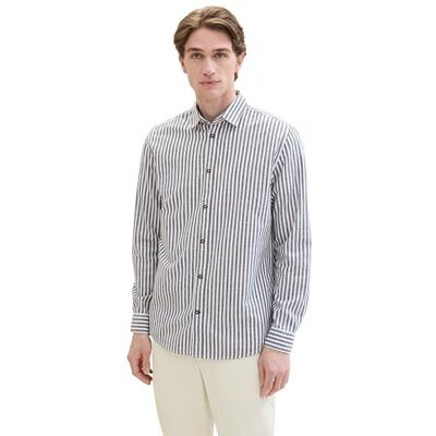 TOM TAILOR Heren Regular Fit Dobby Shirt met Strepen, 35382 Navy White Dobby Stripe, XXL TOM TAILOR Heren Regular Fit Dobby Shirt met Strepen, 35382 Navy White Dobby Stripe, XXL