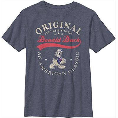 Disney Characters The One and Only Donald Boy's Heather Crew T-shirt, Navy Heather, S, Marineblauw heide, S Disney Characters The One and Only Donald Boy's Heather Crew T-shirt, Navy Heather, S, Marineblauw heide, S