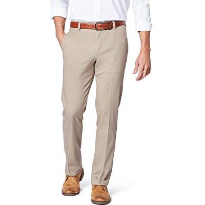Dockers Heren Slim Fit Signature Kaki Lux Katoenen Stretch Broek, Nieuw Brits Khaki, 28W / 32L Dockers Heren Slim Fit Signature Kaki Lux Katoenen Stretch Broek, Nieuw Brits Khaki, 28W / 32L