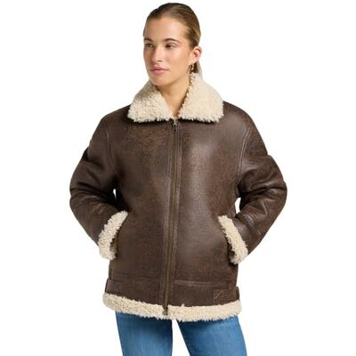 Lee Damesjas Loose Fit Aviator Jacket Luxe Brown, Luxe bruin, XL Lee Damesjas Loose Fit Aviator Jacket Luxe Brown, Luxe bruin, XL