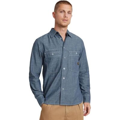 G-STAR RAW Unisex Nimes Regular Overhemd EV, blauw (Rinsed D23009-d558-082), XXL G-STAR RAW Unisex Nimes Regular Overhemd EV, blauw (Rinsed D23009-d558-082), XXL