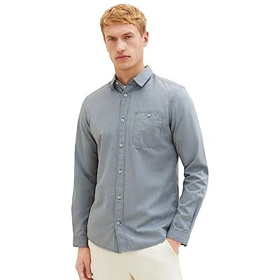 TOM TAILOR Slim fit herenhemd met fijne strepen van katoen, 32291 Zee Green Dobby Structuur, XXL TOM TAILOR Slim fit herenhemd met fijne strepen van katoen, 32291 Zee Green Dobby Structuur, XXL