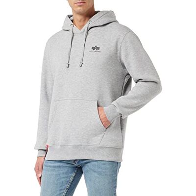 Alpha Basic Hoody met klein logo voor heren Grey Heather Alpha Basic Hoody met klein logo voor heren Grey Heather