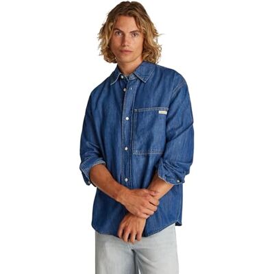 Calvin CK JEANS Heren REGELMATIG LINEAR DENIM SHIRT J30J327509, Denim (Denim Medium), M, Denim (Denim Medium), M Calvin CK JEANS Heren REGELMATIG LINEAR DENIM SHIRT J30J327509, Denim (Denim Medium), M, Denim (Denim Medium), M