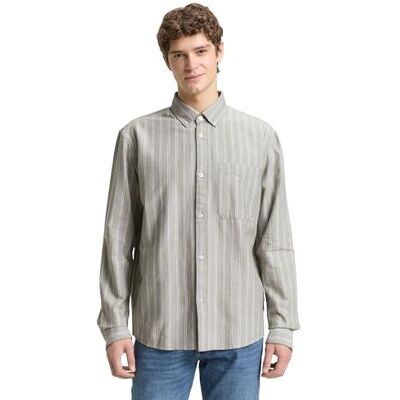 Tom Tailor Denim heren overhemd, 39053 Olive Big Stripe, L Tom Tailor Denim heren overhemd, 39053 Olive Big Stripe, L