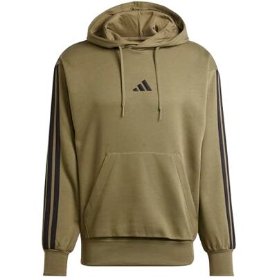 adidas heren Essential Three Stripes Fleece Hoodie Sweatshirt, olive strata/black, XS adidas heren Essential Three Stripes Fleece Hoodie Sweatshirt, olive strata/black, XS