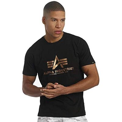Alpha Basis T-shirt Folieprint voor heren Black/Gold Alpha Basis T-shirt Folieprint voor heren Black/Gold