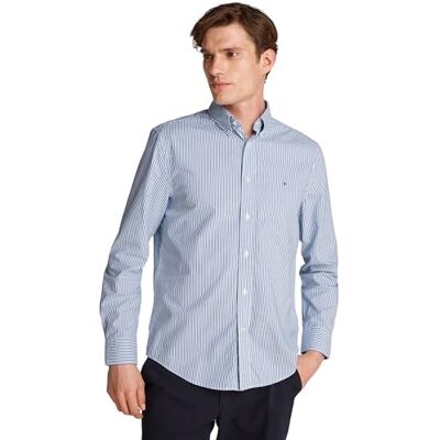 Tommy Hilfiger Heren L/S Shirt, Blauw (Wedge Blue/Optic White), XS Tommy Hilfiger Heren L/S Shirt, Blauw (Wedge Blue/Optic White), XS