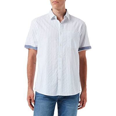 TOM TAILOR Uomini Shirt met korte mouwen en borstzak 1031038, 29591 Light Blue White Stripe, XS TOM TAILOR Uomini Shirt met korte mouwen en borstzak 1031038, 29591 Light Blue White Stripe, XS