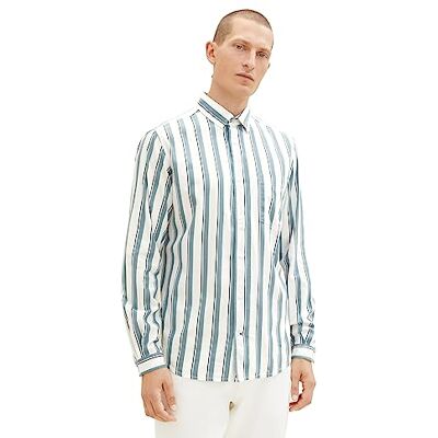 TOM TAILOR Regular fit overhemd met strepen voor heren, 32288-off White Sea Green Big Stripe, M TOM TAILOR Regular fit overhemd met strepen voor heren, 32288-off White Sea Green Big Stripe, M