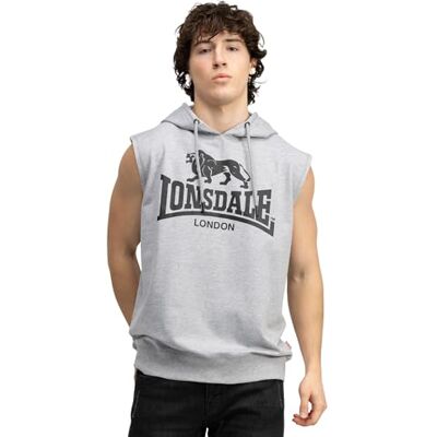 Lonsdale Heren Mouwloze Hooded Sweatshirt Regular Fit BIGNOR, Marl Grijs/Zwart, M Lonsdale Heren Mouwloze Hooded Sweatshirt Regular Fit BIGNOR, Marl Grijs/Zwart, M