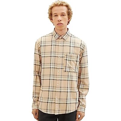 Tom Tailor Denim Relaxed fit geruit overhemd voor heren, van katoen met borstzak, 32848-silver ecru kleurrijke ruiten, XL Tom Tailor Denim Relaxed fit geruit overhemd voor heren, van katoen met borstzak, 32848-silver ecru kleurrijke ruiten, XL