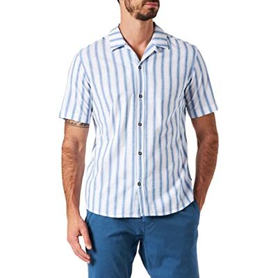 TOM TAILOR Uomini resort shirt met korte mouwen 1031039, 29595 Blue Navy White Stripe, XS TOM TAILOR Uomini resort shirt met korte mouwen 1031039, 29595 Blue Navy White Stripe, XS