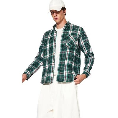 Trendyol Geruit/geruit, lange mouwen, slank overhemd, shirt, groen, M Trendyol Geruit/geruit, lange mouwen, slank overhemd, shirt, groen, M