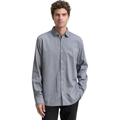 TOM TAILOR heren overhemd, 38529 Navy White Structuur, XXL TOM TAILOR heren overhemd, 38529 Navy White Structuur, XXL