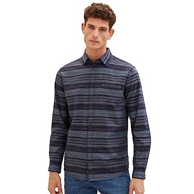 TOM TAILOR Chambray overhemd voor heren, regular fit, van katoen, 32282-Navy Irregular Cross Stripe, M TOM TAILOR Chambray overhemd voor heren, regular fit, van katoen, 32282-Navy Irregular Cross Stripe, M