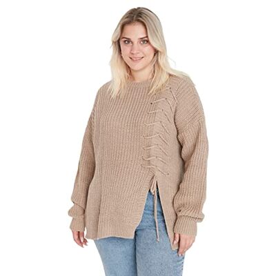 Trendyol Curve Beige Kruisgesneden Gebreide Trui - Plus Size Trendyol Curve Beige Kruisgesneden Gebreide Trui - Plus Size