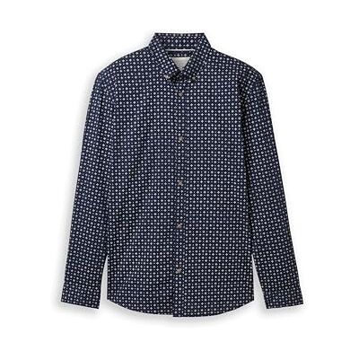 Tom Tailor Denim Slim fit herenhemd met patroon, 35556 Navy White Minimal Design, XXL Tom Tailor Denim Slim fit herenhemd met patroon, 35556 Navy White Minimal Design, XXL