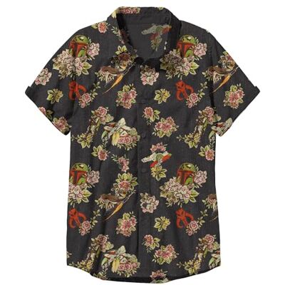 STAR WARS Heren vet Floral Woven Shirt Shirt met button-down-kraag, zwart, klein, zwart, S STAR WARS Heren vet Floral Woven Shirt Shirt met button-down-kraag, zwart, klein, zwart, S