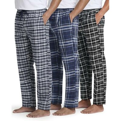 Real Essentials Flanellen herenbroek flanel (pak van 3) Verkrijgbaar in grote en lange, nachtkleding, loungewear, plaid, trekkoord, elastische taille, zacht, warm, gezellig Real Essentials Flanellen herenbroek flanel (pak van 3) Verkrijgbaar in grote en lange, nachtkleding, loungewear, plaid, trekkoord, elastische taille, zacht, warm, gezellig