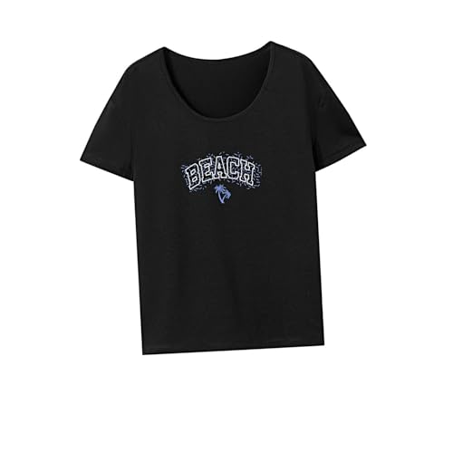 Perfeclan Dames T-shirt Activewear Basic T-shirt met ronde hals voor reizen, kamperen, reizen, l