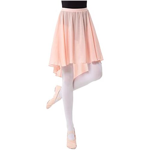 PLIKSUVER Ballet wikkelrok voor dames, dansrok, chiffon, balletrok, dansrok, transparante wikkelrok, ballet, dans, danskleding, roze, M