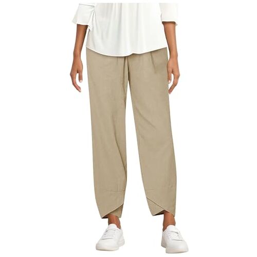 Generic Harembroek voor Vrouwen UK Cargo Broek Broek voor Vrouwen Zwarte Cargo Broek Werkbroek Womens Capri Broek Zomer Broek Cargo Broek Vrouwen Womens Cargo Broek met zakken, Kaki, L